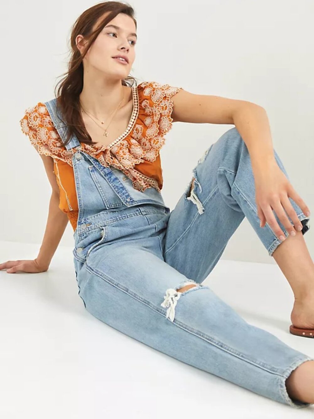 Levis Denim Distressed Overalls Large 10-12